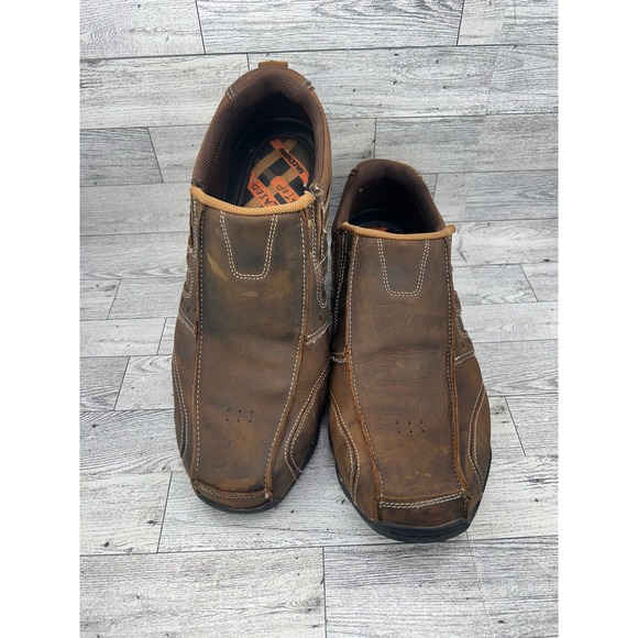 Skechers Other - Skechers Mens Relaxed Step 61779 Brown Leather Loafers Slip On Shoes Size 13